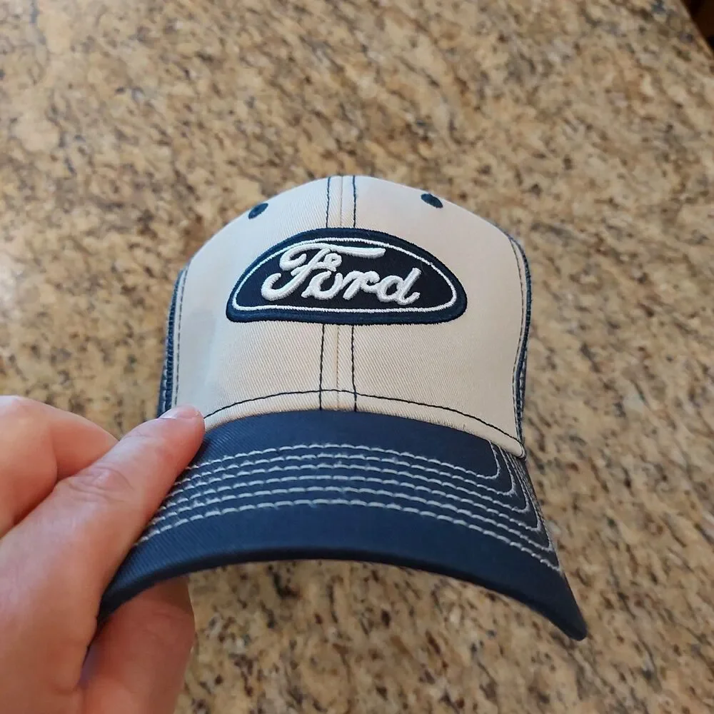 Ford Trucker Hat Canvas Front Blue Mesh Snapback Officially Licensed OSFA